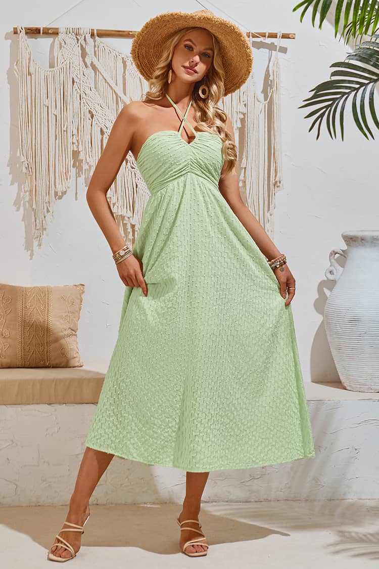 robe bohème verte mariage invitée 